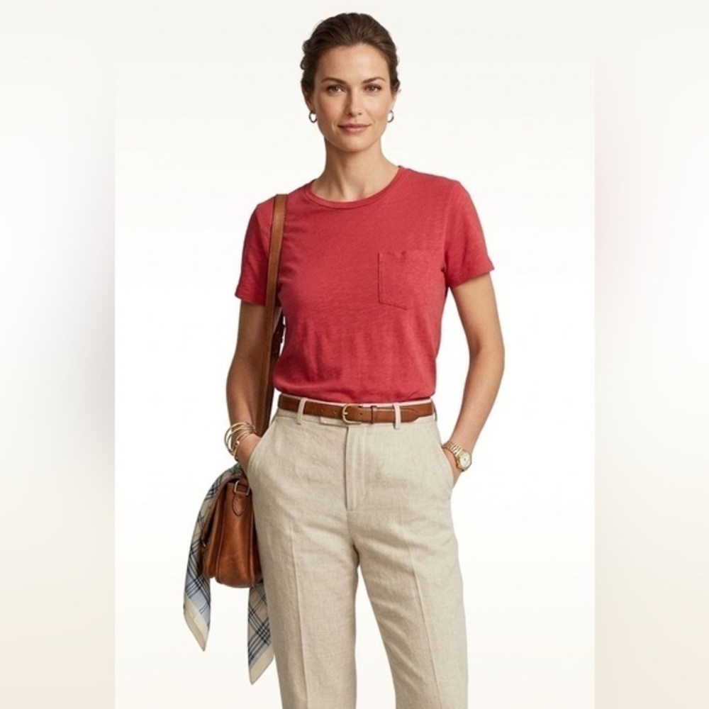 Frank & Oak Red Short Sleeve T-Shirt Size Medium Organic Cotton